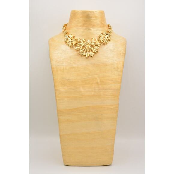 Fernando Originals Collar Necklace Leaf Chunky Brushed Gold Chain FO Signed A20 - Picture 6 of 12